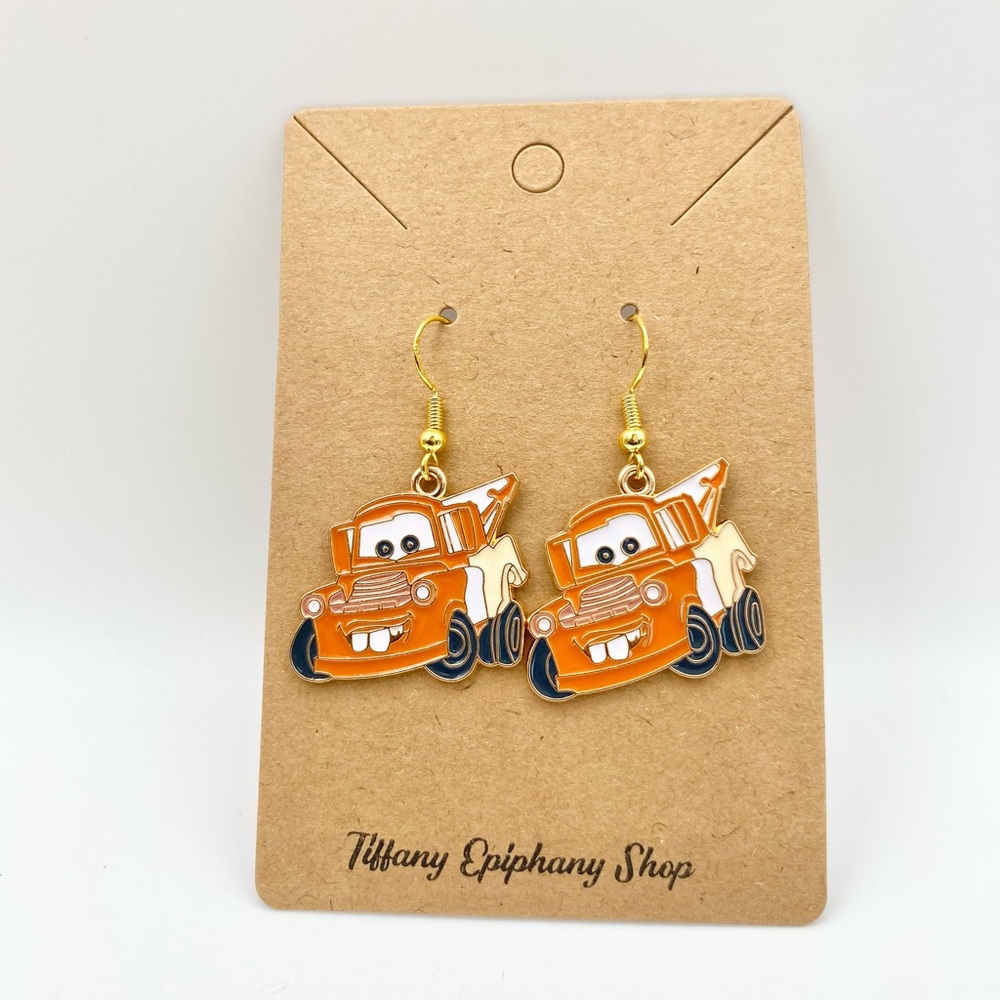 Pixar inspired Lightning McQueen and Mater earrings from Cars NWT - Picture 3 of 17